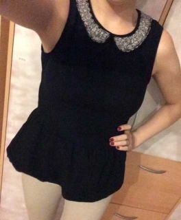 Schößchentop mit Bubikragen, Perlen 36