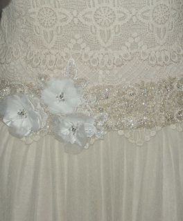 Schärpe Gürtel Sash fürs Brautkleid Strass, Perlen, Blüten