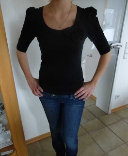 Schwarzes Puffärmelshirt Zara