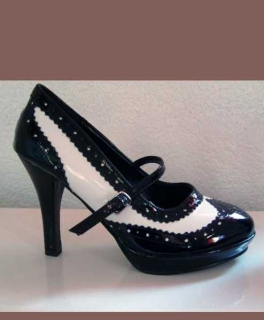 schwarz weiße Budapester Pumps aus Lack, 36, super sexy