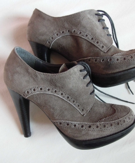 Alisha High Heels Budapest Echtleder grau schwarz