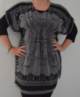 Tunika mit Muster grau/schwarz