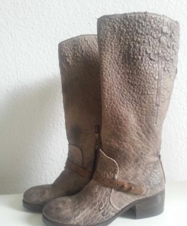 Luxus Designer Leder Stiefel Boots Metall Schnalle Reitstiefel