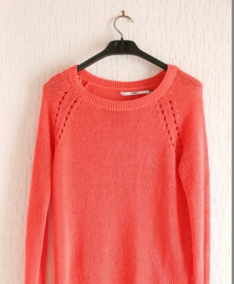 Sommerpulli häkel strick korallfarben Gr. S