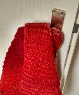 Strickschal, Wollschal rot im DIY-Look, selbstgemacht