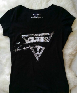 Guess T-Shirt, schwarz mit Glitzer