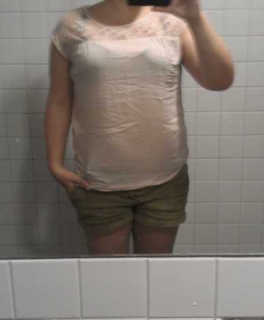 Vero Moda Spitze Top Shirt puder rosa Gr. L