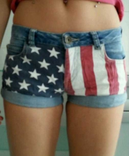 Jeans Hotpants mit Amerika Flagge