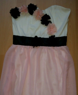 Kleid / Partykleid / Hochzeit Gr. M pink/weiß Rosen