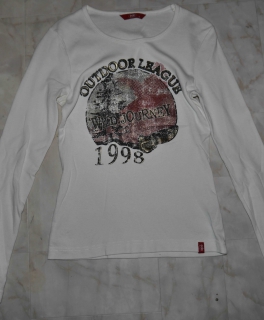 EDC Langarm Shirt Print weiß Größe S