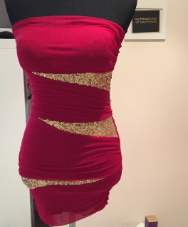 Partykleid Silvester Rot Gold Pailletten