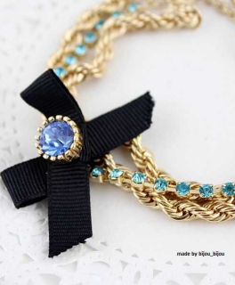 Accessorize Armband Bettelarmband multilayer edel blau gold royal Strass