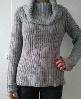 Rollkragenpullover Strickpullover Grau Strick pullover Rollkragen long 36/38/40