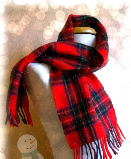 echter Schotten Schal mit Tartanmuster, rot