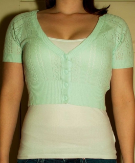 Pastelltrend Mint / Kurzarm  Strick - Bolero