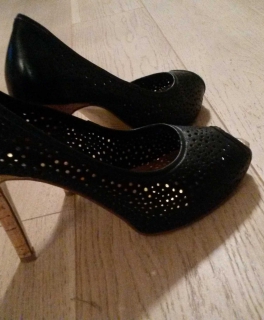 Peeptoes, Pumps, Highheels, schwarz, BRONX, Gr. 40