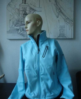 Columbia warme Neopren Softshell Jacke, hellblau/ dunkelbraun