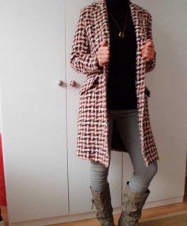 edler Mantel Trenchcoat Kunstpelz abnehmbar Vintage Blogger 
