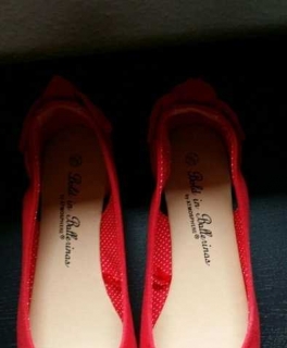 Trendige rote Peep Toe Ballerinas Gr. 39 NEU