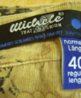 Cordhose Muster beige Stretch Gr. 40 / Ulichele 