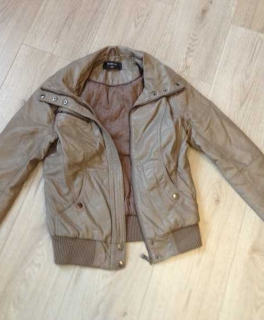 Kunst lederjacke - Größe M - Bershka - beige / braun