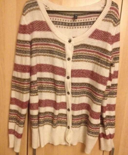 Längerer Strickcardigan Norwegermuster Streifen