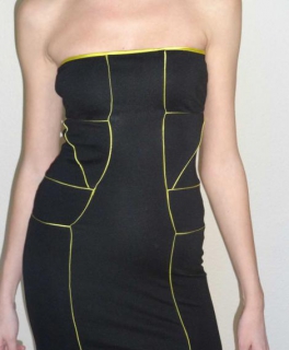 Sexy Supermini Mini Kleid, schwarz mit neon gelb, Gr. S, neu, Bershka