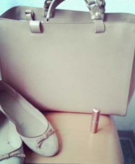 Zara Tasche Trapez rosa nude shopper