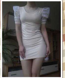 Mesh Sleeve Kleid Minikleid Puff Ärmel beige Kpop YesStyle kawaii ulzzang lolita