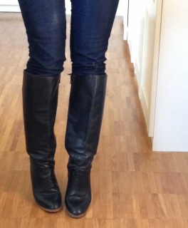 Vintage Echtlederstiefel Gr. 37, schwarz