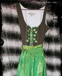 Lekra CountryLife Dirndl, grün, braun, kariert, Größe: 38/S, ohne Bluse/knielang