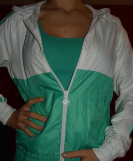 Original Adidas NEO Windbreaker Regenjacke Jacke Übergangsjacke Trainingsjacke Weiß Türkis XS/34