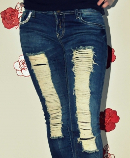 destroyed skinny Jeans mit Spitze low waist super slim gr. 36 wie NEU