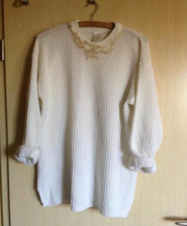 langer Pullover / weiß