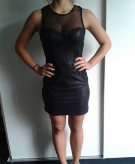 Sexy Kleid mit Netzausschnitt und in Wildlederoptik