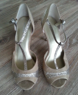 gold glitzernde Ausgeh Schuhe Gr. 38