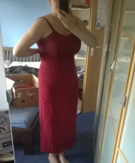 Bordeauxrotes, langes Kleid / Größe 42
