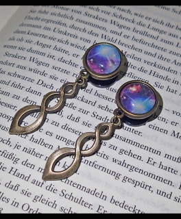 Ohrring, Fake Plugs, Cabochon, Galaxy, Galaxie, Sterne