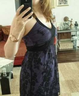 Lila schwarzes Party Kleid Gr. 38/M