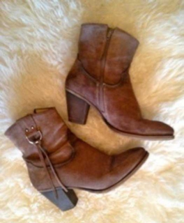 Leder Boho Stiefeletten mit Absatz