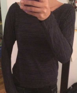 dunkelgrau meliertes Vokuhila Shirt