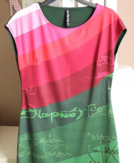 Sexy Desigual TRA LA Jerseykleid verde Junco (grün, rosa) in Gr. M