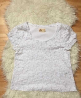 Hollister Oberteil Weiß Spitze T-Shirt