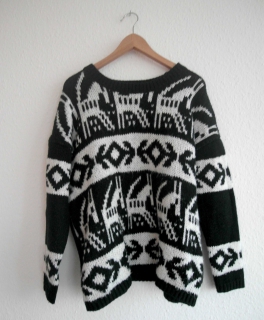 Pulli Muster schwarz weiß Jumper Blogger Knit Winter Hipster Norweger