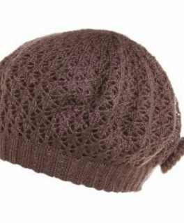 Brandneue Strickmütze in taupe/mulberry