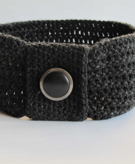 Stirnband mit Vintage-Knopf * dunkelgrau * Herbst-Winter*