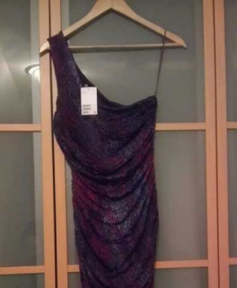 Buntes Kleid Schulterfrei Lila H&M Gr.M  mit Raffung 