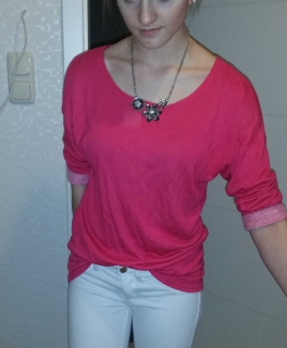 Pullover in Pink. 3/4 ärmlig 