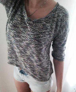 Graumeliertes kurzes Shirt in S-36