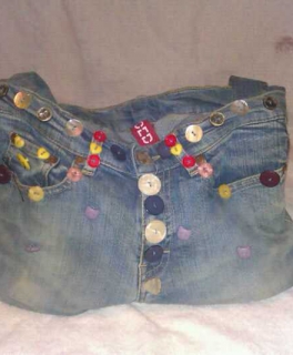 Selbstgenähte Jeanshandtasche